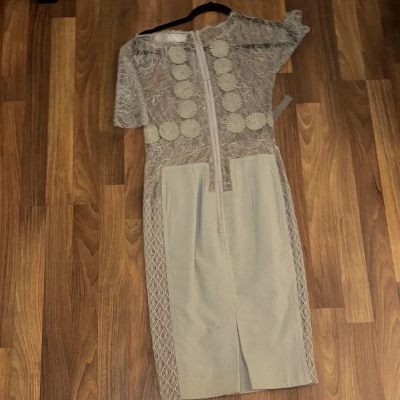 NWT Anthropologie Gray Lace Midi Dress | 0 - Picture 5 of 5